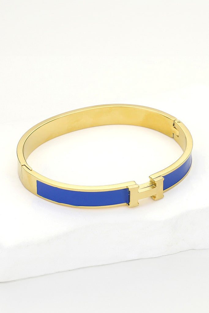 H Enamel Hinged Bracelet