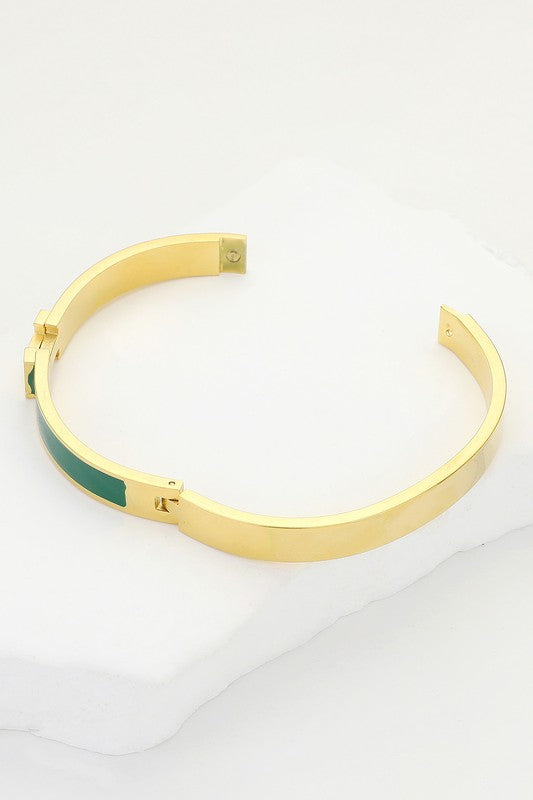 H Enamel Hinged Bracelet