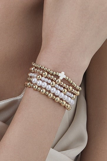 White Cross Beaded Stack