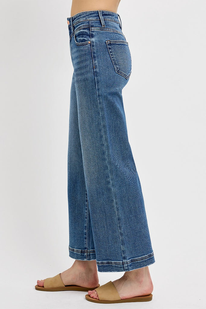 Front Yoke High Rise Wide Leg Crop Jeans