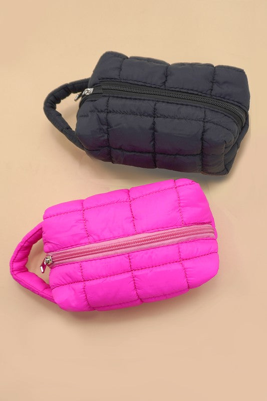 Quilted Puff Cosmetic Pouch