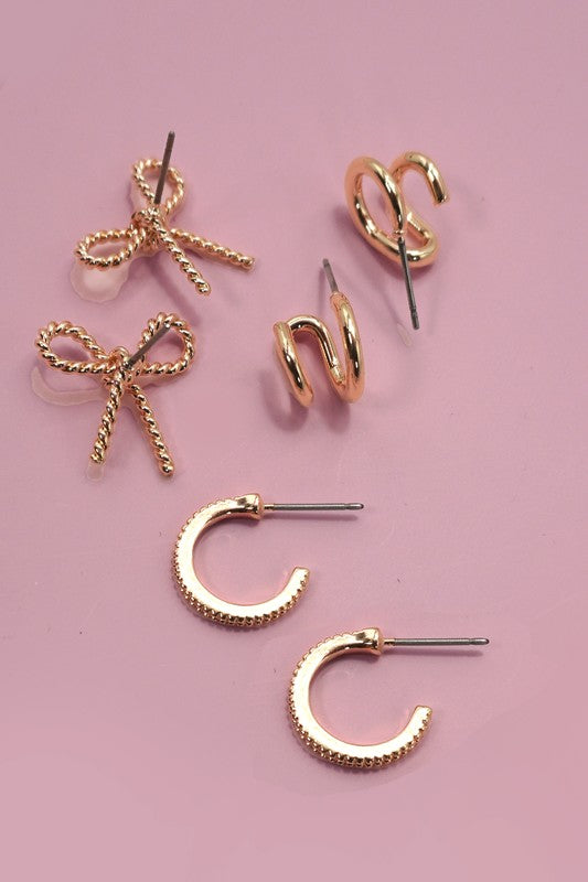 Bow and Hoop Earring Set