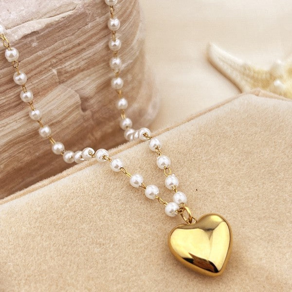 Pearl Gold Heart Necklace