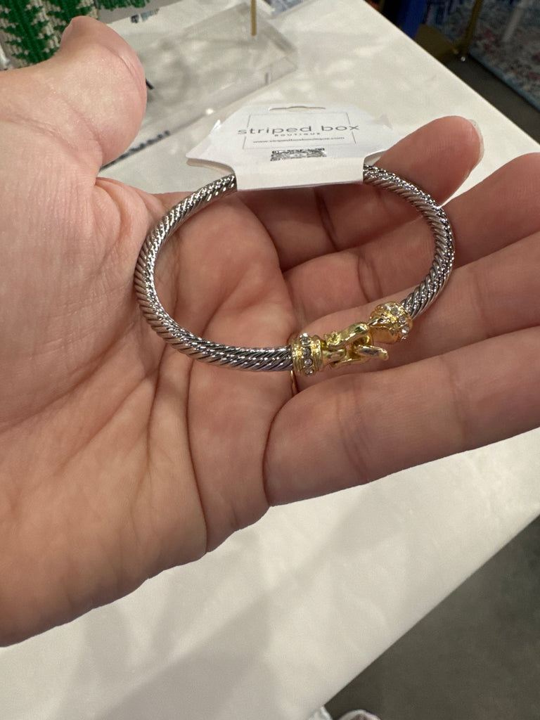 Pave Clasp Metal Corded Bracelet