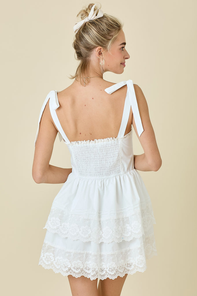 White Lace Trim Dress