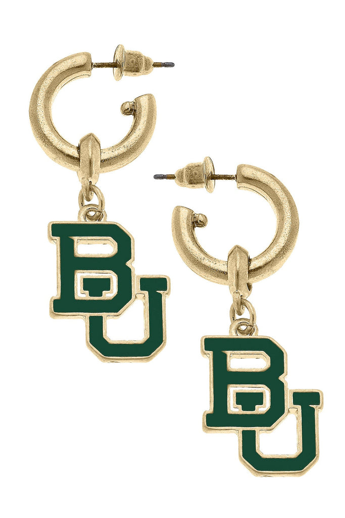 Collegiate Enamel Drop Hoop Earrings