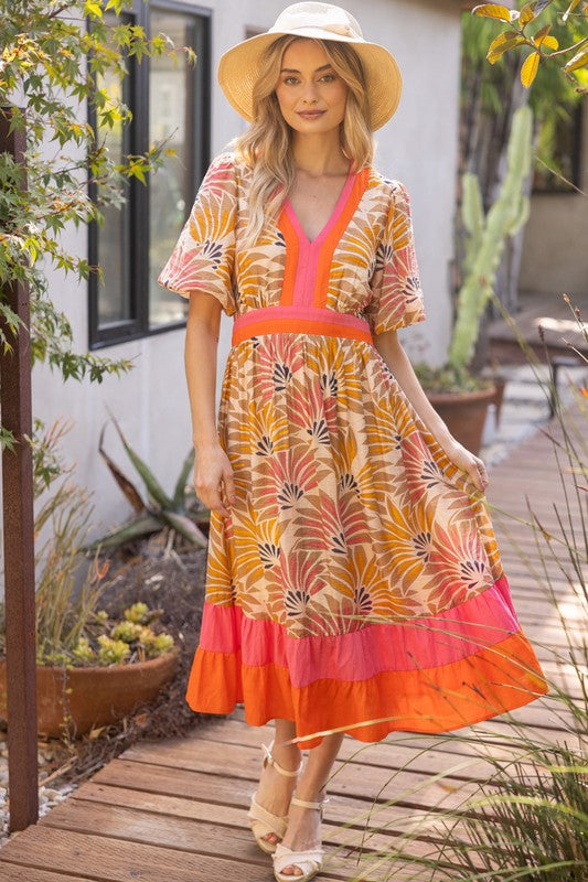 Coral Palms Dress