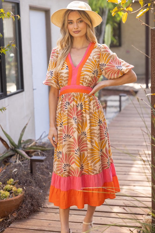 Coral Palms Dress