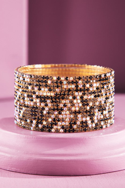 Multi Colored Rhinestone Bracelet Stack