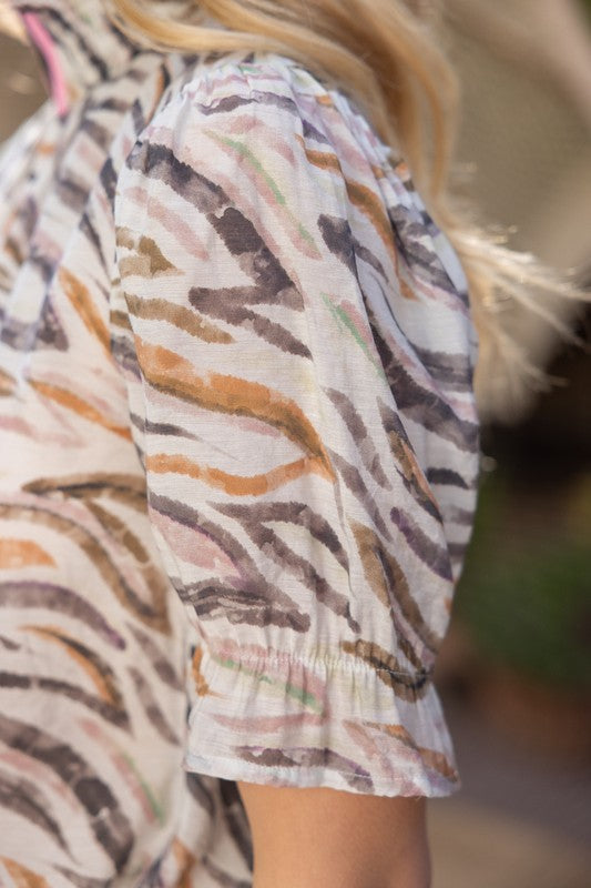 Grey Zebra Print Top