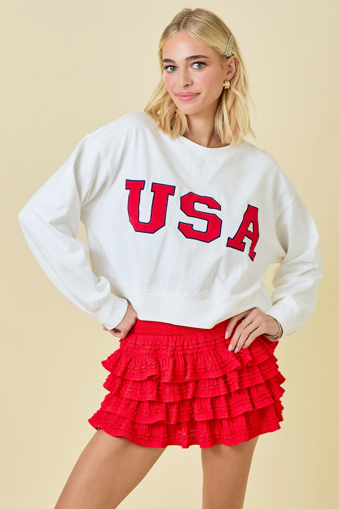 Red Textured Tiered Skirt