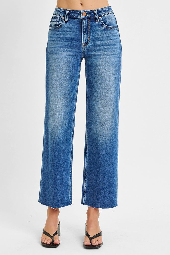 Mid Rise Cut Crop Jeans