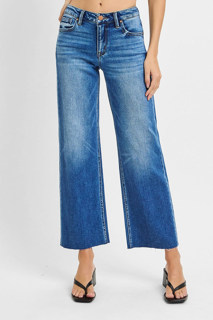 Mid Rise Cut Crop Jeans