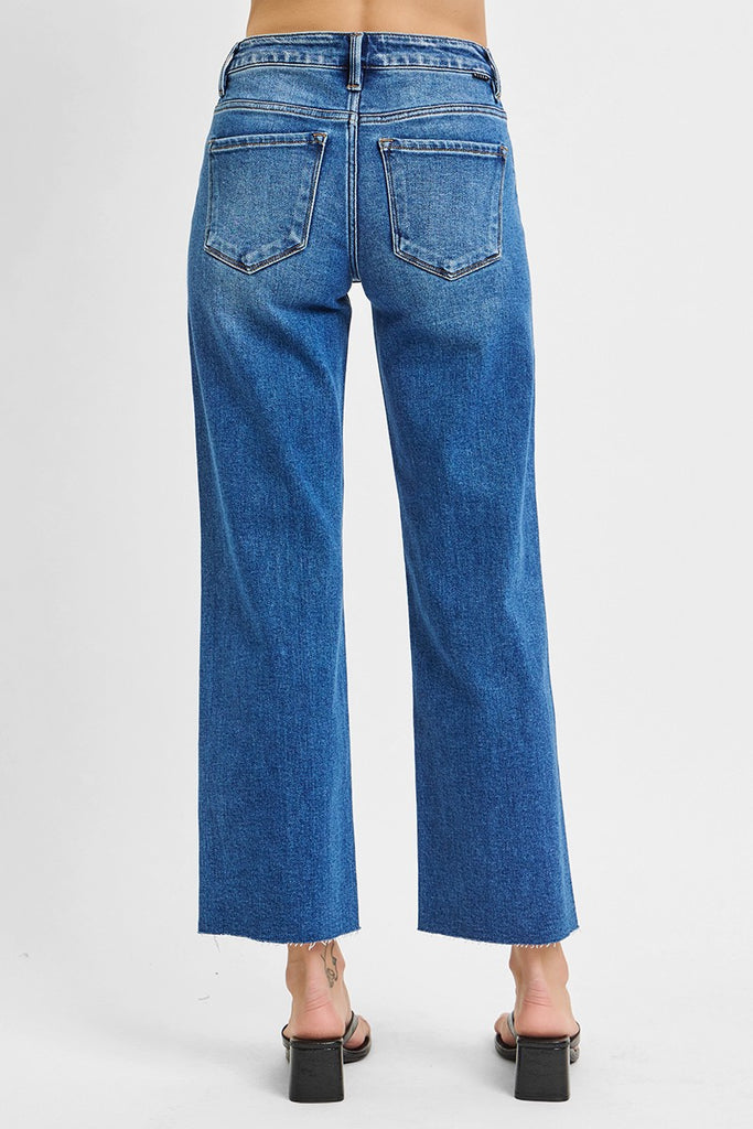 Mid Rise Cut Crop Jeans
