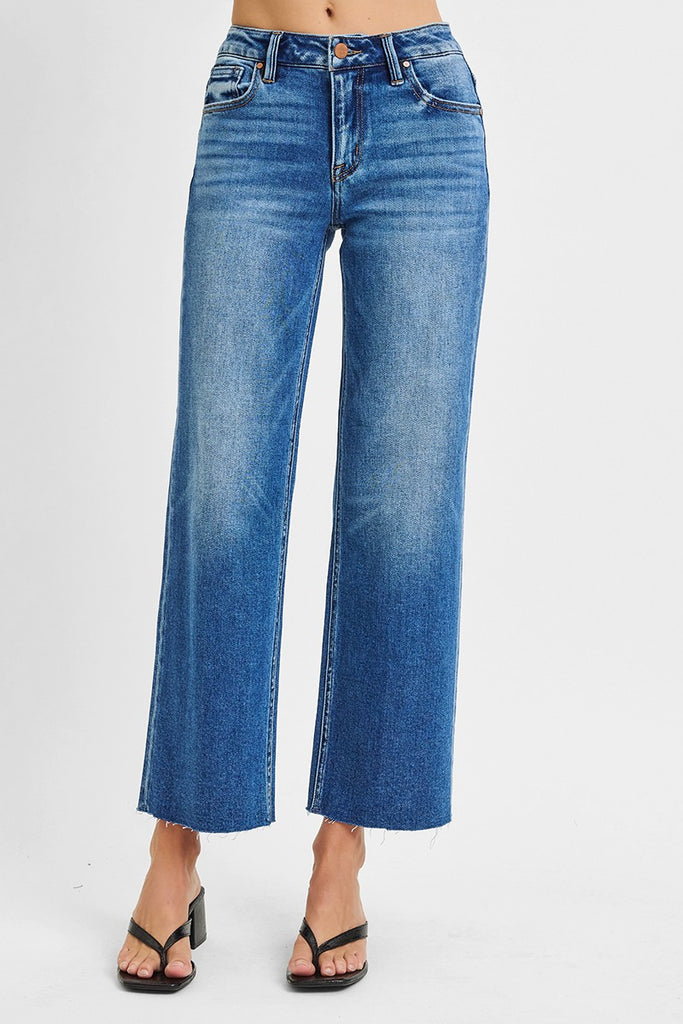 Mid Rise Cut Crop Jeans