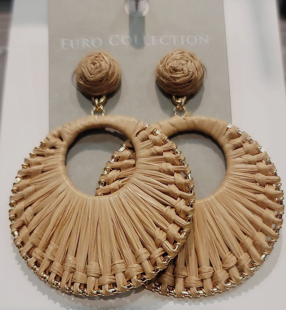 Raffia Wrap Hoop Earrings
