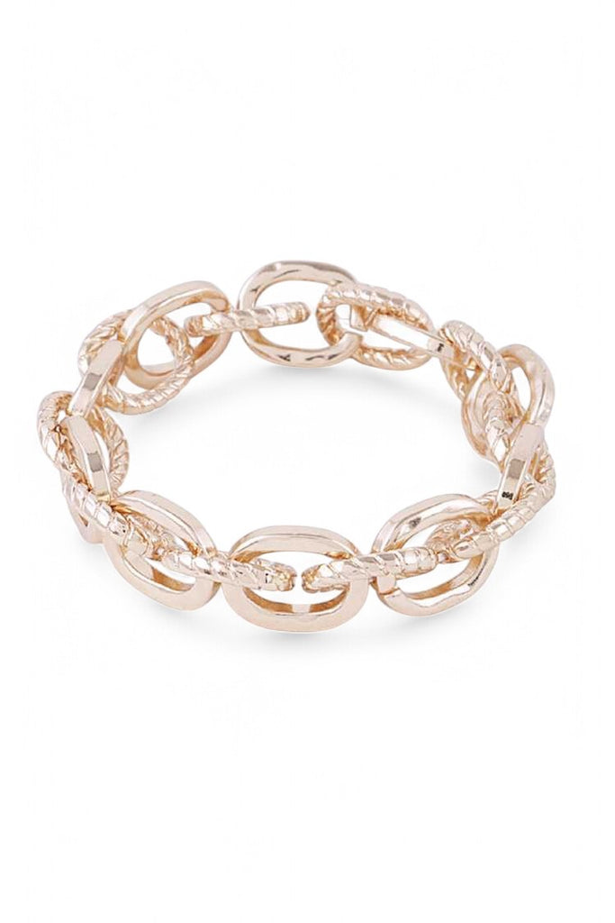 Hammered Rollo Chain Link Stretch Bracelet
