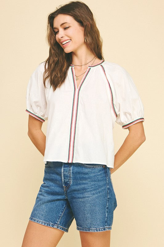 Contrast Stitched Top