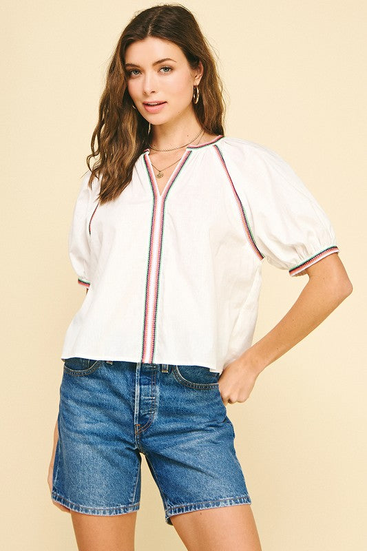 Contrast Stitched Top