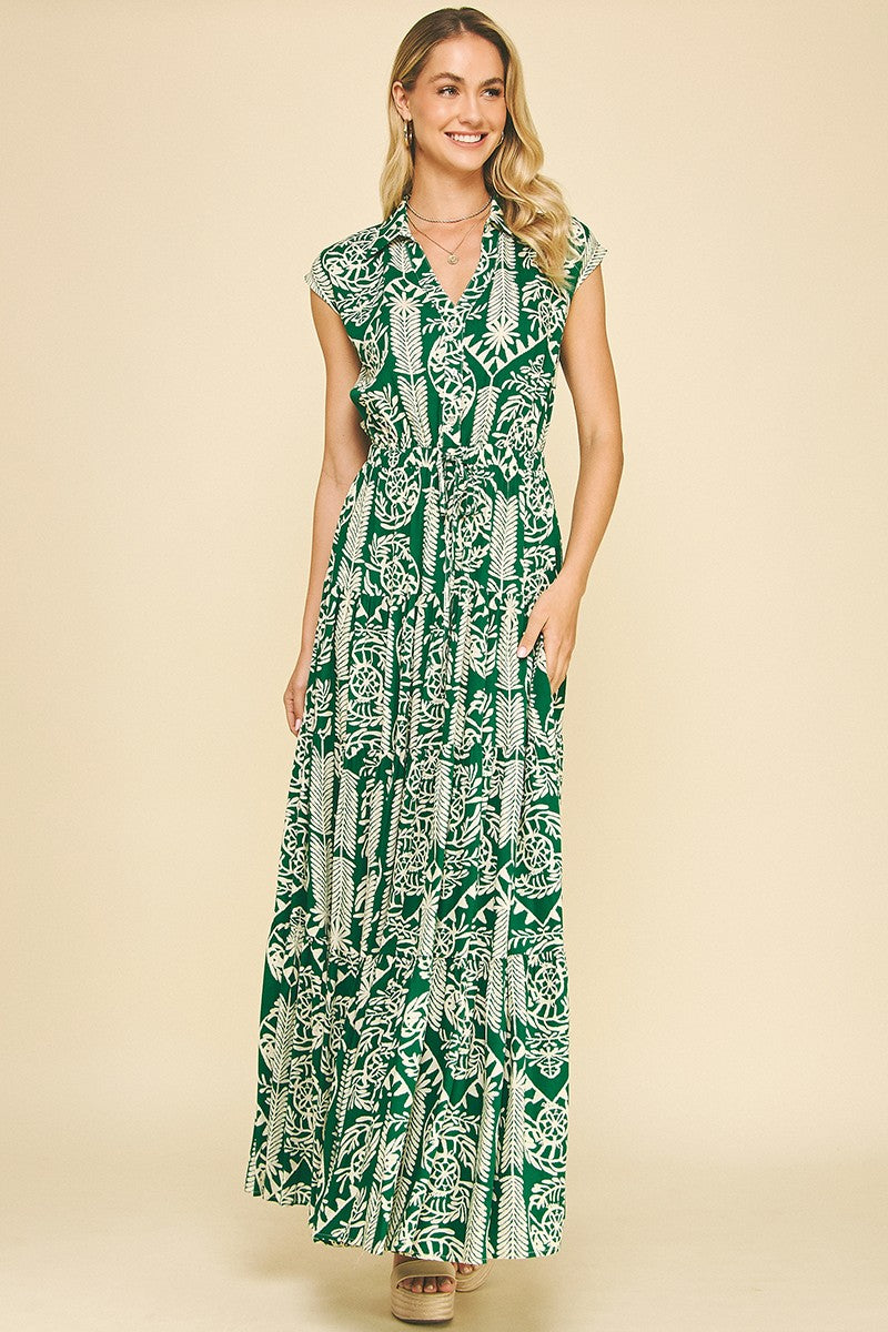 Green Jungle Print Dress Large Green Jungle Print Dress Large