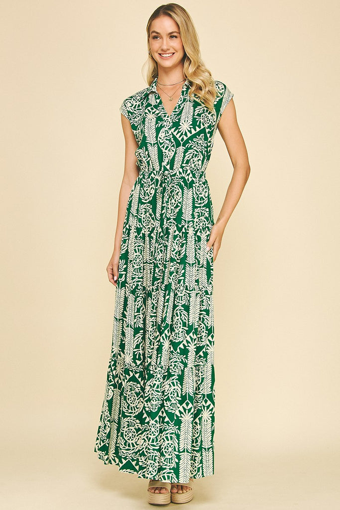 Green Jungle Print Dress
