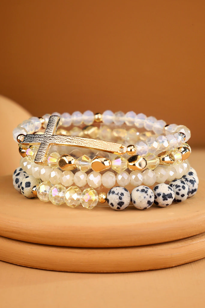 Cross Stone Bracelet Stack