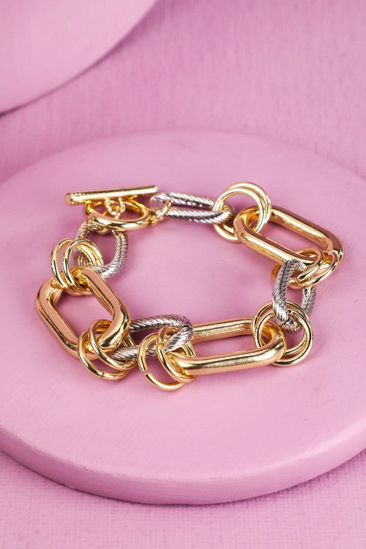 Mixed Metal Toggle Bracelet