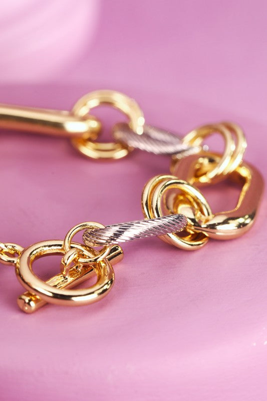Mixed Metal Toggle Bracelet
