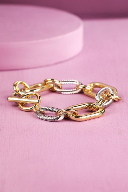 Mixed Metal Toggle Bracelet