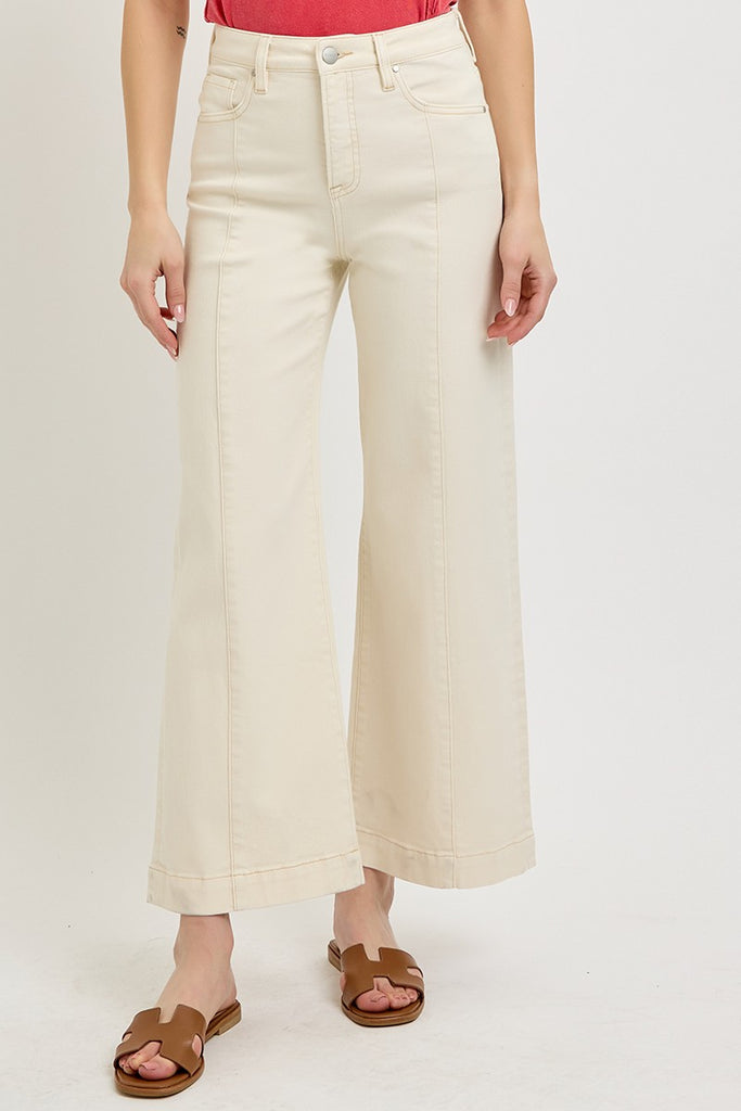 Ivory High Rise Crop Wide Leg Jeans