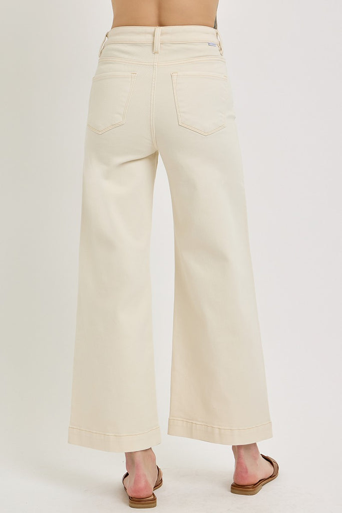 Ivory High Rise Crop Wide Leg Jeans