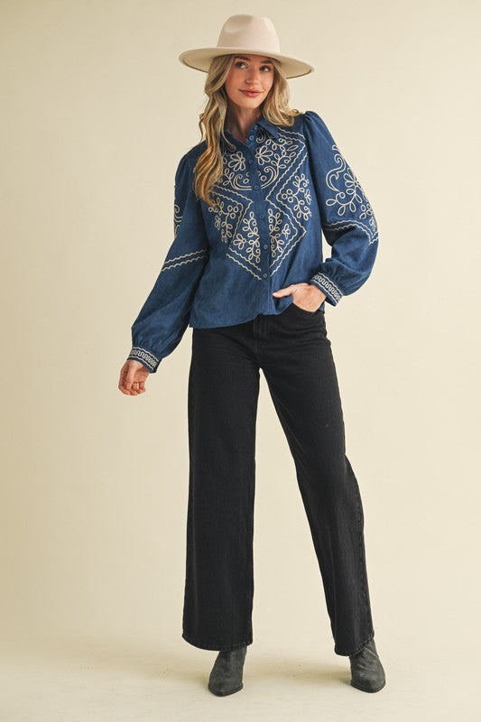 Faux Suede Fall Festival Top
