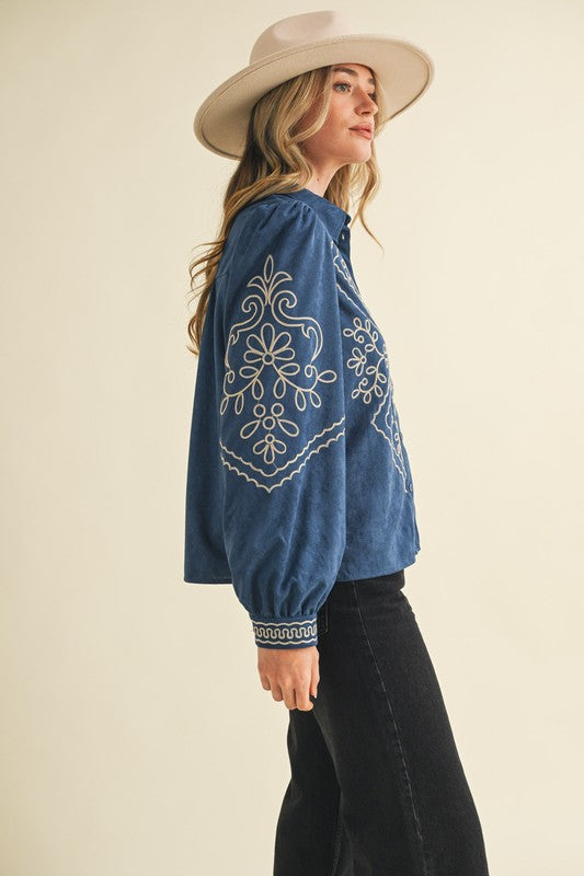 Faux Suede Fall Festival Top
