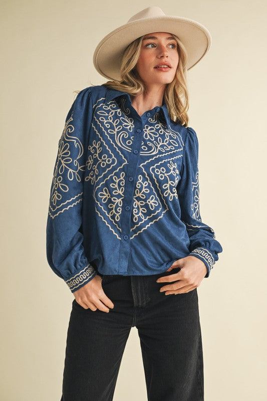 Faux Suede Fall Festival Top