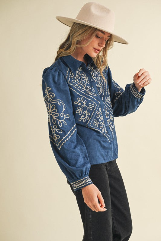 Faux Suede Fall Festival Top