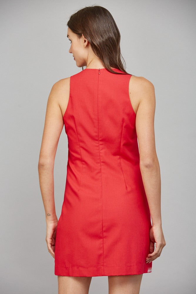 Red Floral Embroidered Dress