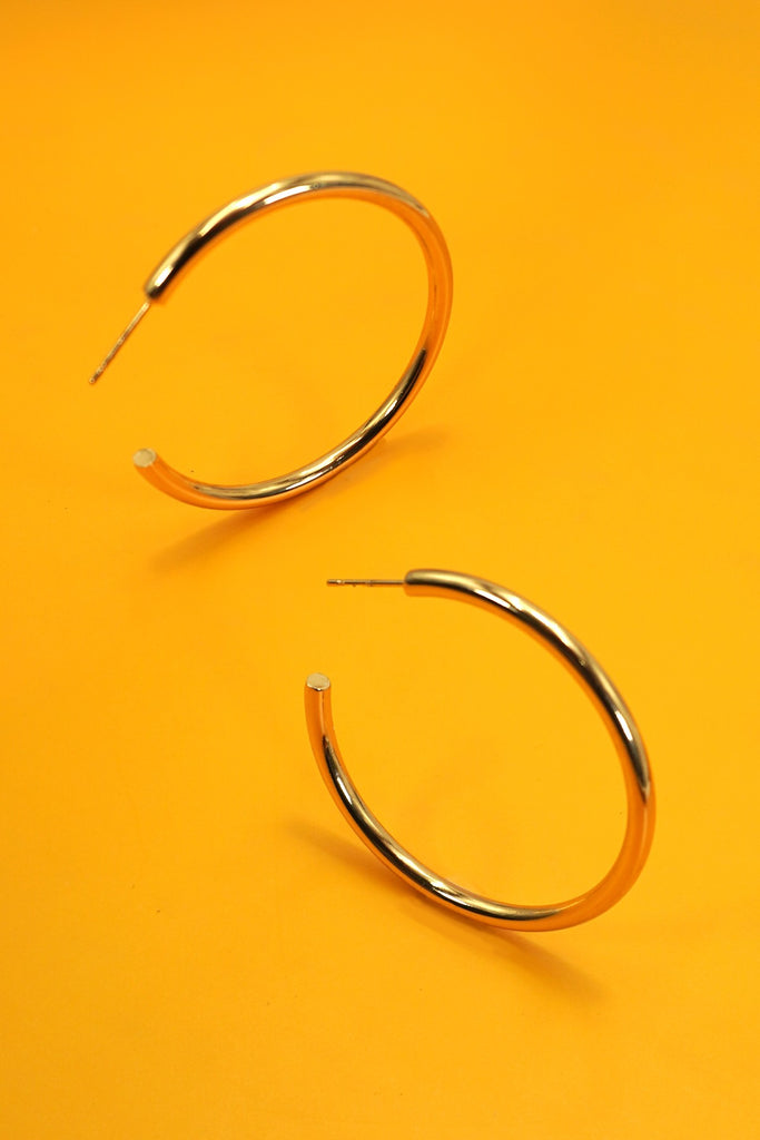 Medium Sized Metallic Hoop Earrings