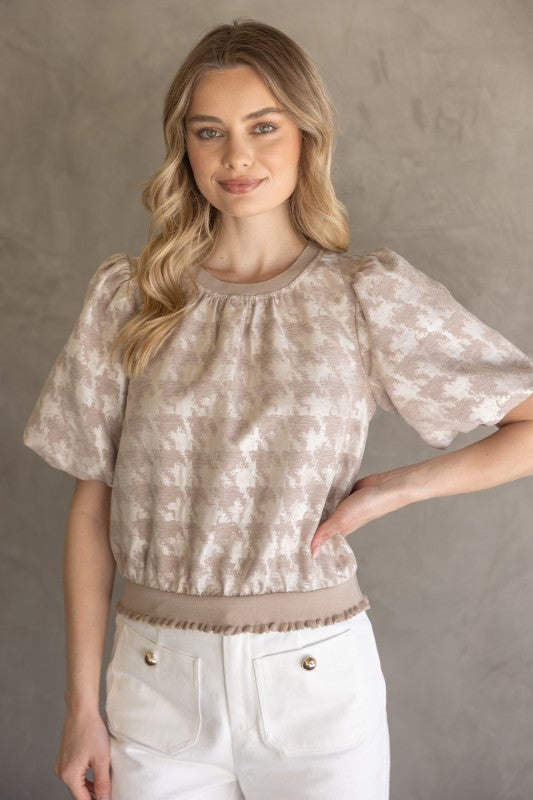 Ivory Velvet Houndstooth Top