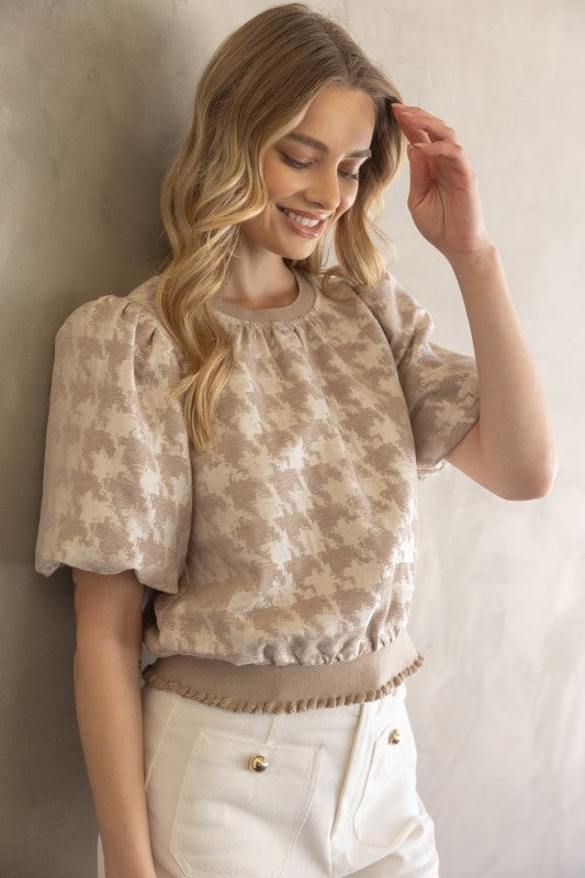 Ivory Velvet Houndstooth Top