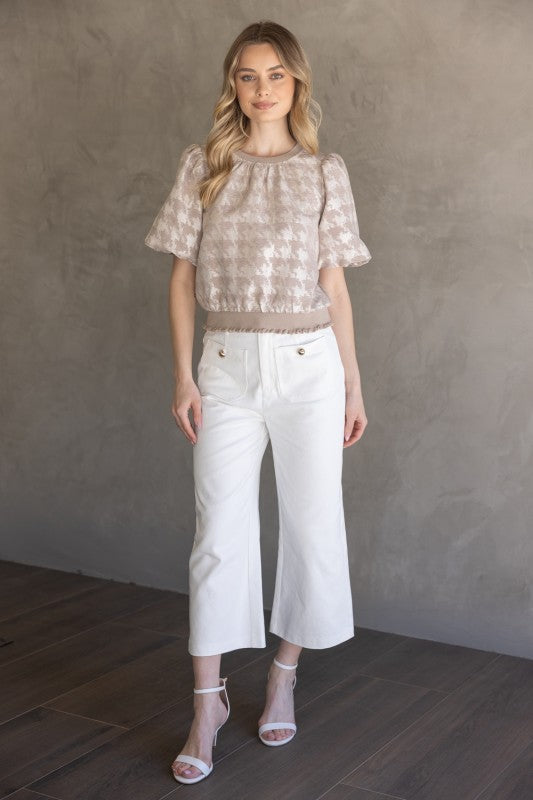 Ivory Velvet Houndstooth Top
