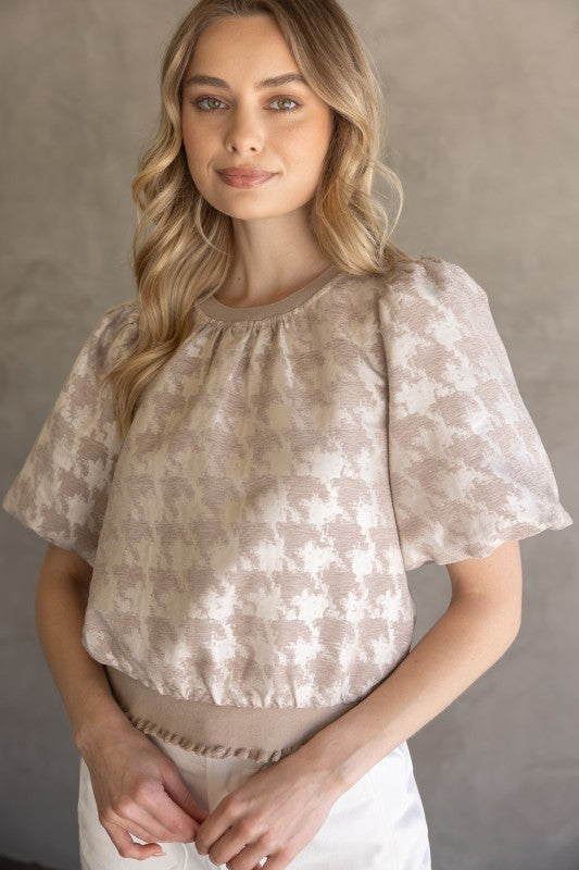 Ivory Velvet Houndstooth Top