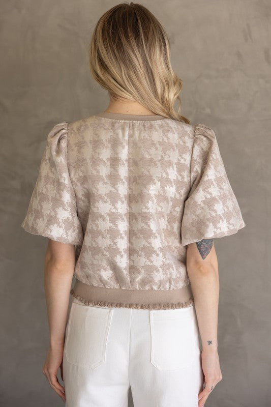 Ivory Velvet Houndstooth Top