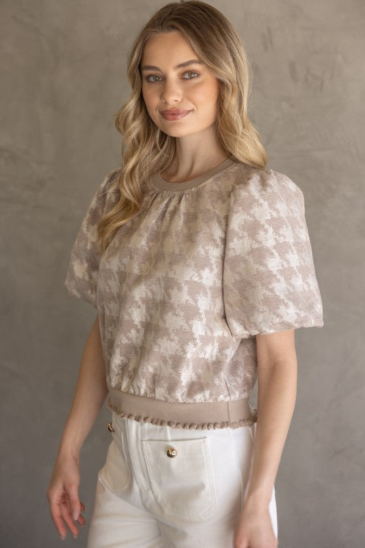Ivory Velvet Houndstooth Top