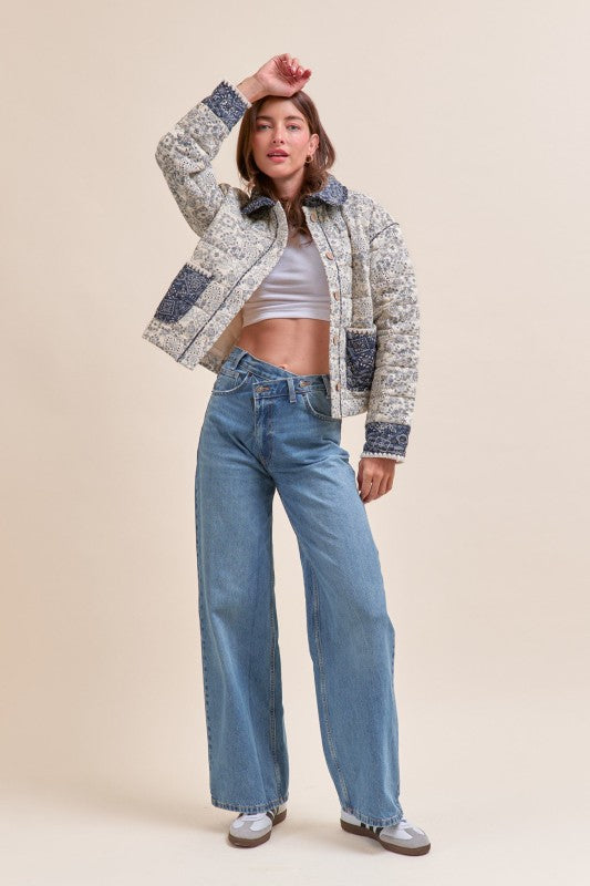 Blue Patchwork Quilted Jacket
