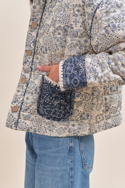 Blue Patchwork Quilted Jacket