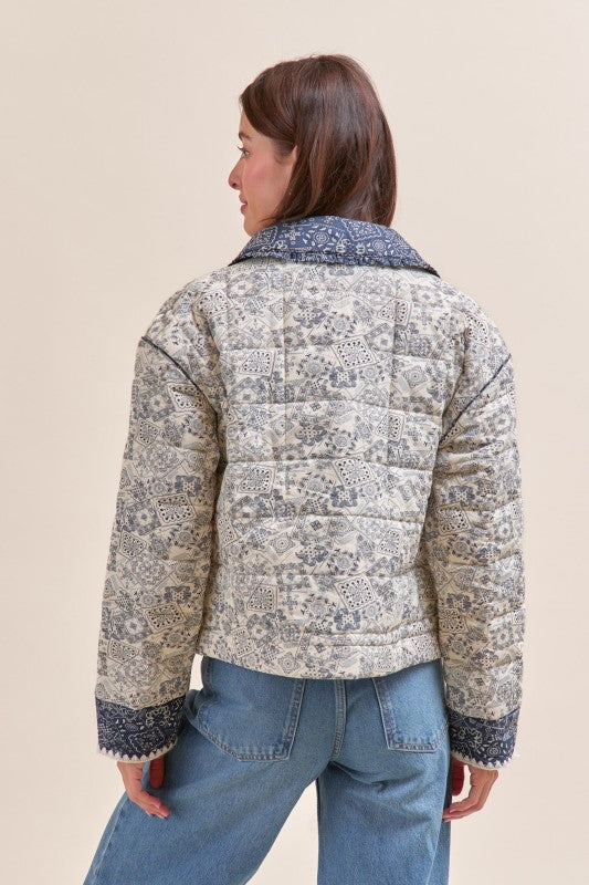 Blue Patchwork Quilted Jacket