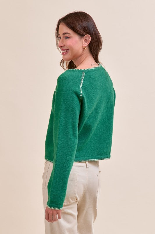 Contrast Stitch Cardigan