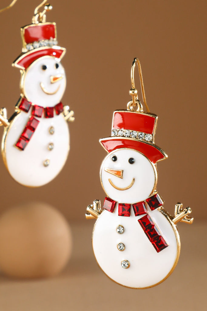 Enamel Snowman Earrings