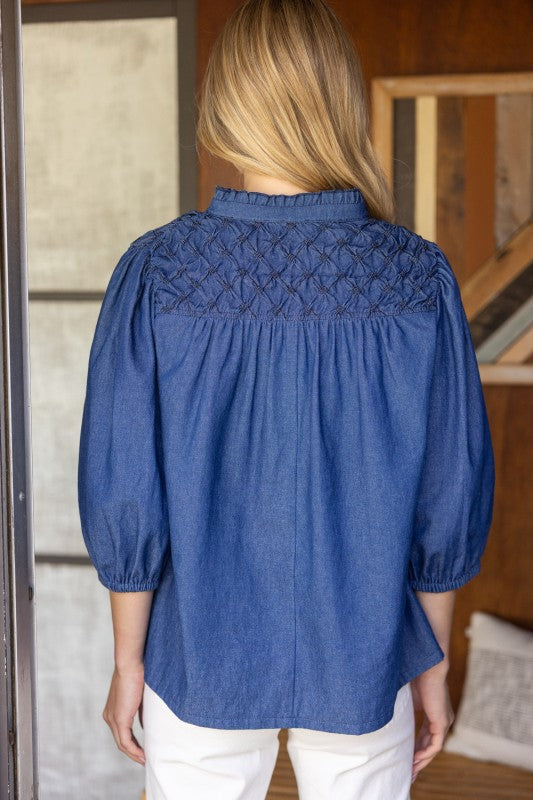 Diamond Denim Top