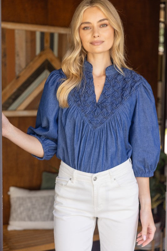 Diamond Denim Top